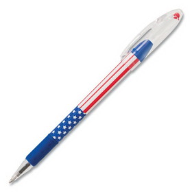 Pentel PENBK90USAA R.S.V.P. Stars and Stripes Ballpoint Pen, Stick, Fine 0.7 mm, Black Ink, Red/White/Blue Barrel, Dozen