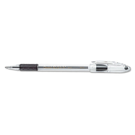 PENTEL OF AMERICA PENBK91A R.S.V.P. Ballpoint Pen, Stick, Medium 1 mm, Black Ink, Clear/Black Barrel, Dozen