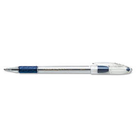 Pentel PENBK91C R.S.V.P. Ballpoint Pen, Stick, Medium 1 mm, Blue Ink, Clear/Blue Barrel, Dozen