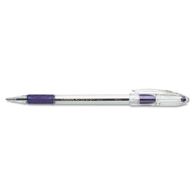 PENTEL OF AMERICA PENBK91V R.s.v.p. Stick Ballpoint Pen, 1mm, Trans Barrel, Violet Ink, Dozen