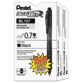 Pentel PENBL107ASW2 EnerGel-X Gel Pen, Retractable, Medium 0.7 mm, Black Ink, Smoke/Black Barrel, 24/Pack