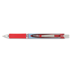PENTEL OF AMERICA PENBLN77B Energel Rtx Retractable Liquid Gel Pen, .7mm, Needle, Black/gray Barrel, Red Ink