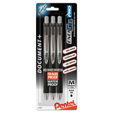 Pentel PENBLP77BP3A EnerGel PRO Hybrid Gel Pen, Retractable, Medium 0.7 mm, Black Ink, Black Barrel, 3/Pack