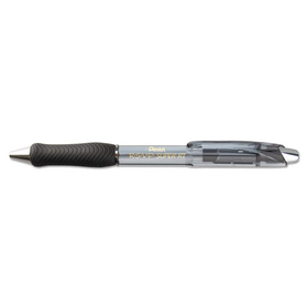 Pentel PENBX480A R.S.V.P. Super RT Ballpoint Pen, Retractable, Medium 1 mm, Black Ink, Clear/Black Barrel, Dozen