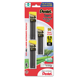Pentel PENC29BPHB3 Super Hi-Polymer Lead Refills, 0.9mm, Hb, Black, 30/tube, 3 Tubes/pack
