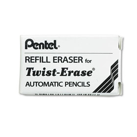 PENTEL OF AMERICA PENE10 Eraser Refills for Pentel Side FX and Twist-Erase Pencils, Cylindrical Rod, White, 3/Tube