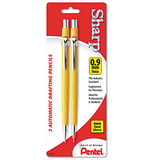 Pentel PENP209BP2K6 Sharp Mechanical Drafting Pencil, 0.9 Mm, Yellow Barrel, 2/pack