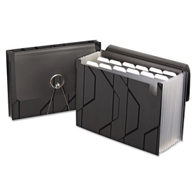 Pendaflex PFX02327 Sliding Cover Expanding File, 13 Pockets, 1/6 Tab, Letter, Black