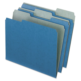 Pendaflex PFX04302 Earthwise by Pendaflex 100% Recycled Colored File Folders, 1/3-Cut Tabs: Assorted, Letter Size, 0.5" Expansion, Blue, 100/Box
