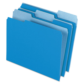 Pendaflex PFX15213BLU Colored File Folders, 1/3-Cut Tabs: Assorted, Letter Size, Blue/Light Blue, 100/Box