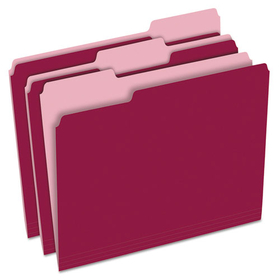 Pendaflex PFX15213BUR Colored File Folders, 1/3-Cut Tabs: Assorted, Letter Size, Burgundy/Light Burgundy, 100/Box
