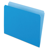 Pendaflex PFX152BLU Colored File Folders, Straight Cut, Top Tab, Letter, Blue/light Blue, 100/box
