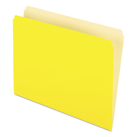 Pendaflex PFX152YEL Colored File Folders, Straight Tabs, Letter Size, Yellow/Light Yellow, 100/Box
