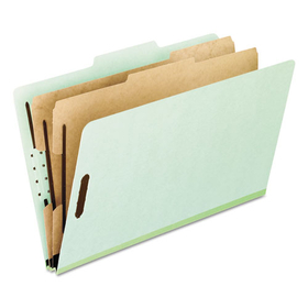 Pendaflex PFX17173 Six-Section Pressboard Classification Folders, 2" Expansion, 2 Dividers, 6 Fasteners, Letter Size, Green Exterior, 10/Box