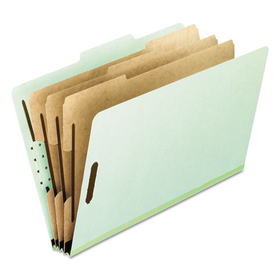 Pendaflex PFX17174 Eight-Section Pressboard Classification Folders, 3" Expansion, 3 Dividers, 8 Fasteners, Letter Size, Green Exterior, 10/Box