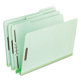 Pendaflex PFX17186 Heavy-Duty Pressboard Folders with Embossed Fasteners, 1/3-Cut Tabs, 2" Expansion, 2 Fasteners, Legal Size, Green, 25/Box
