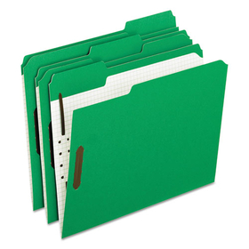 Pendaflex PFX21329 Colored Folders With Embossed Fasteners, 1/3 Cut, Letter, Green/grid Interior