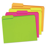 Pendaflex PFX40523 Glow File Folders, 1/3 Cut Top Tab, Letter, Assorted Colors, 24/box