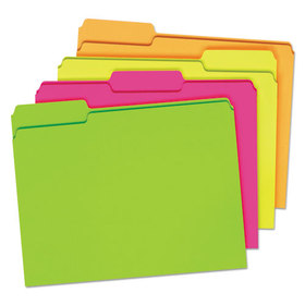 Pendaflex PFX40523 Glow File Folders, 1/3-Cut Tabs: Assorted, Letter Size, 0.75" Expansion, Assorted Colors, 24/Pack