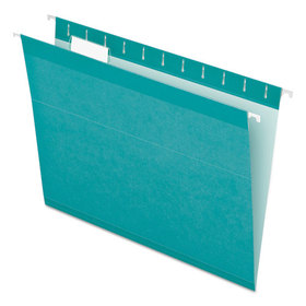 Pendaflex PFX415215AQU Reinforced Hanging Folders, 1/5 Tab, Letter, Aqua, 25/box