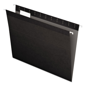 Pendaflex PFX415215BLA Reinforced Hanging Folders, 1/5 Tab, Letter, Black, 25/box