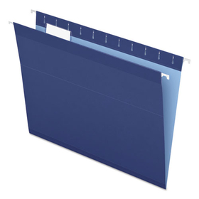 Pendaflex PFX415215NAV Colored Reinforced Hanging Folders, Letter Size, 1/5-Cut Tabs, Navy, 25/Box