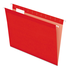 Pendaflex PFX415215RED Colored Reinforced Hanging Folders, Letter Size, 1/5-Cut Tabs, Red, 25/Box