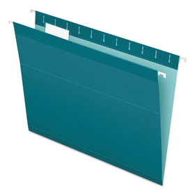 Pendaflex PFX415215TEA Reinforced Hanging Folders, 1/5 Tab, Letter, Teal, 25/box