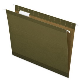 Pendaflex PFX415215 Reinforced Hanging File Folders with Printable Tab Inserts, Letter Size, 1/5-Cut Tabs, Standard Green, 25/Box