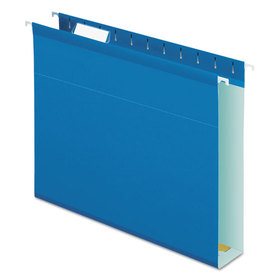Pendaflex PFX4152X2BLU Extra Capacity Reinforced Hanging File Folders with Box Bottom, 2" Capacity, Letter Size, 1/5-Cut Tabs, Blue, 25/Box