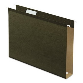 Pendaflex PFX4152X2 Extra Capacity Reinforced Hanging File Folders with Box Bottom, 2" Capacity, Letter Size, 1/5-Cut Tabs, Green, 25/Box