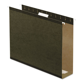 Pendaflex PFX4152X3 Extra Capacity Reinforced Hanging File Folders with Box Bottom, 3" Capacity, Letter Size, 1/5-Cut Tabs, Green, 25/Box