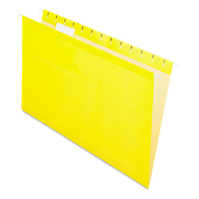 Pendaflex PFX415315YEL Reinforced Hanging Folders, 1/5 Tab, Legal, Yellow, 25/box