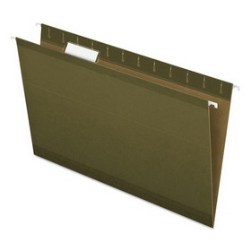 Pendaflex PFX415315 Reinforced Hanging File Folders with Printable Tab Inserts, Legal Size, 1/5-Cut Tabs, Standard Green, 25/Box