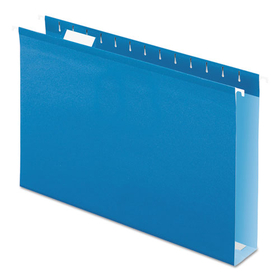 Pendaflex PFX4153X2BLU Extra Capacity Reinforced Hanging File Folders with Box Bottom, 2" Capacity, Legal Size, 1/5-Cut Tabs, Blue, 25/Box