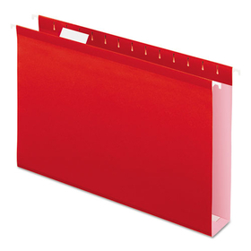 Pendaflex PFX4153X2RED Extra Capacity Reinforced Hanging File Folders with Box Bottom, 2" Capacity, Legal Size, 1/5-Cut Tabs, Red, 25/Box