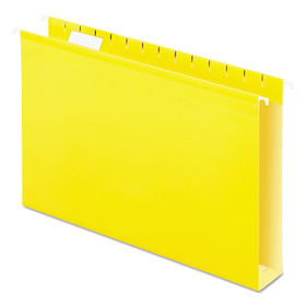 Pendaflex PFX4153X2YEL Extra Capacity Reinforced Hanging File Folders with Box Bottom, 2" Capacity, Legal Size, 1/5-Cut Tabs, Yellow, 25/Box