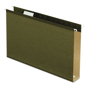 Pendaflex PFX4153X2 Extra Capacity Reinforced Hanging File Folders with Box Bottom, 2" Capacity, Legal Size, 1/5-Cut Tabs, Green, 25/Box