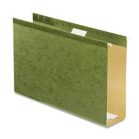 Pendaflex PFX4153X3 Extra Capacity Reinforced Hanging File Folders with Box Bottom, 3" Capacity, Legal Size, 1/5-Cut Tabs, Green, 25/Box