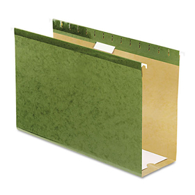 Pendaflex PFX4153X4 Extra Capacity Reinforced Hanging File Folders with Box Bottom, 4" Capacity, Legal Size, 1/5-Cut Tabs, Green, 25/Box