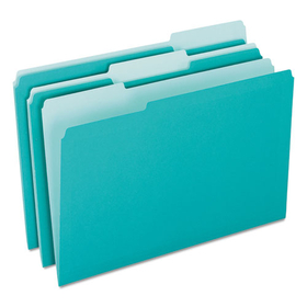 Pendaflex PFX421013AQU Interior File Folders, 1/3-Cut Tabs: Assorted, Letter Size, Aqua, 100/Box