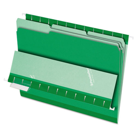 Pendaflex PFX421013BGR Interior File Folders, 1/3-Cut Tabs: Assorted, Letter Size, Bright Green, 100/Box