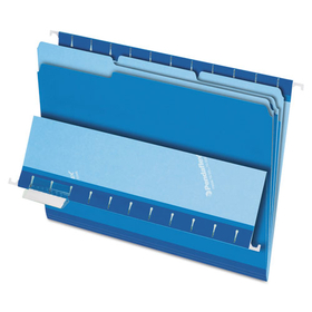 Pendaflex PFX421013BLU Interior File Folders, 1/3-Cut Tabs: Assorted, Letter Size, Blue, 100/Box
