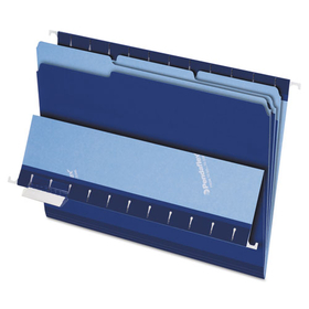 Pendaflex PFX421013NAV Interior File Folders, 1/3-Cut Tabs: Assorted, Letter Size, Navy Blue, 100/Box