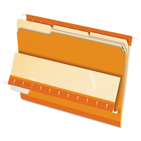 Pendaflex PFX421013ORA Interior File Folders, 1/3 Cut Top Tab, Letter, Orange, 100/box