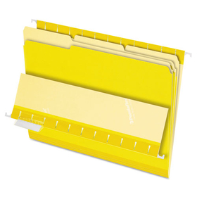 Pendaflex PFX421013YEL Interior File Folders, 1/3 Cut Top Tab, Letter, Yellow, 100/box