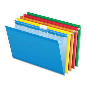 Pendaflex PFX42593 Ready-Tab Colored Reinforced Hanging Folders, Legal Size, 1/6-Cut Tabs, Assorted Colors, 25/Box