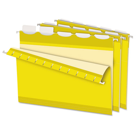 Pendaflex PFX42624 Colored Reinforced Hanging Folders, 1/5 Tab, Letter, Yellow, 25/box