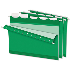 Pendaflex PFX42626 Ready-Tab Colored Reinforced Hanging Folders, Letter Size, 1/5-Cut Tabs, Bright Green, 25/Box