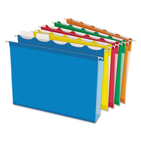 Pendaflex PFX42700 Ready-Tab Extra Capacity Reinforced Colored Hanging Folders, Letter Size, 1/5-Cut Tabs, Assorted Colors, 20/Box
